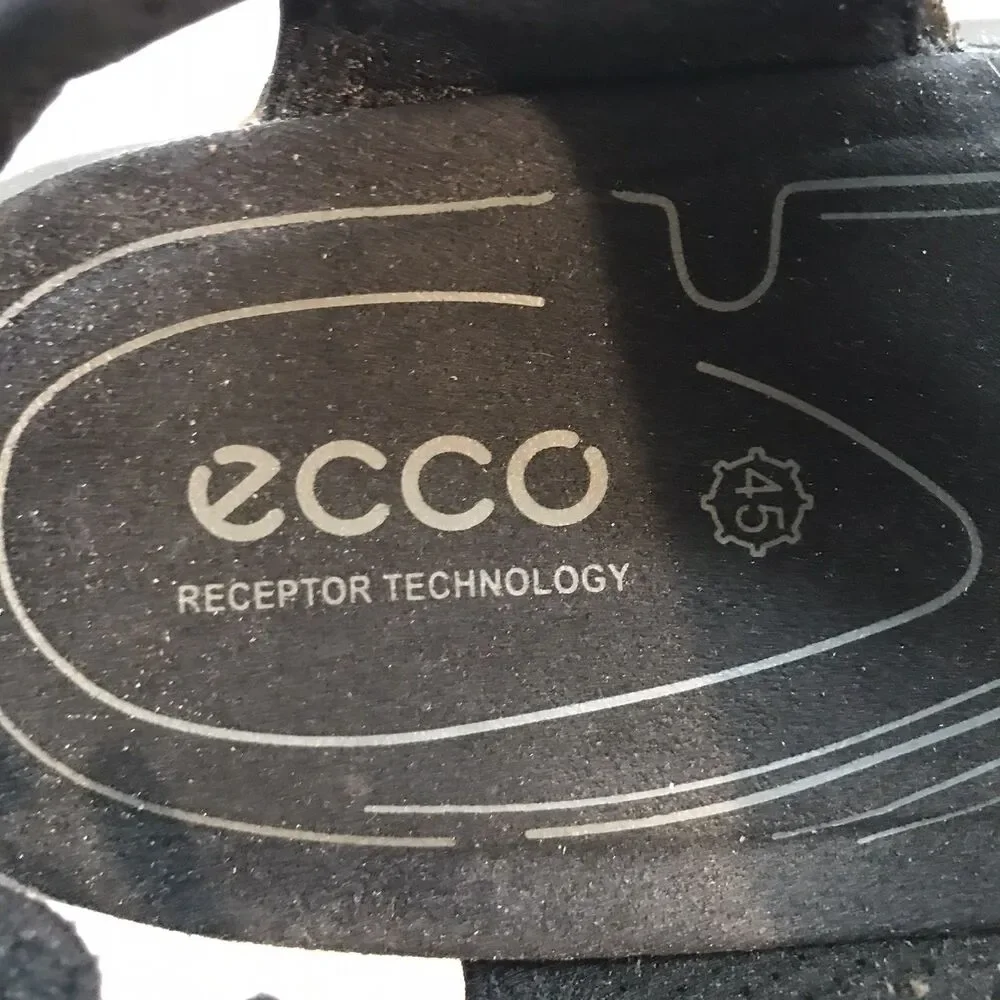 ECCO Receptor Technology Sports Sandals Men's 12 EU 45 Brown Leather Hook & Loop
